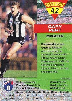 1994 Select AFL #42 Gary Pert Back
